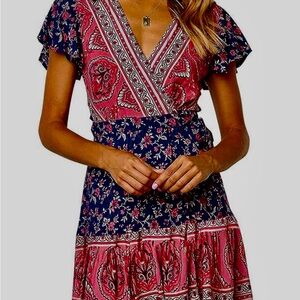 Zesica, Summer wrap dress, Sz L NWOT